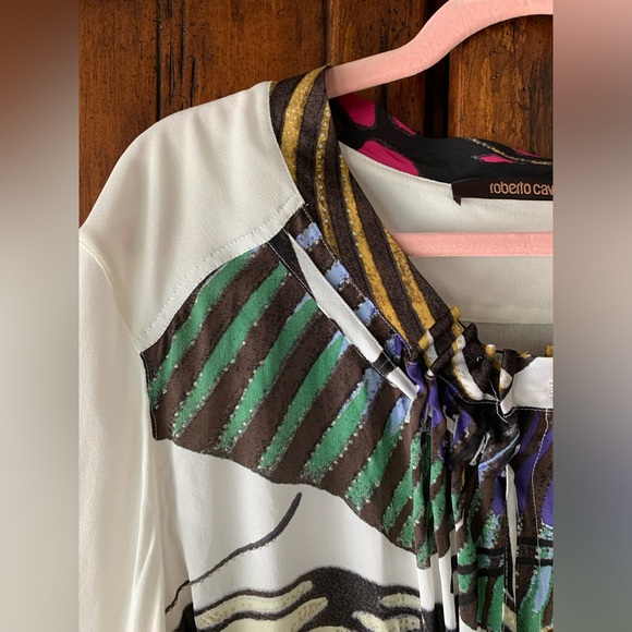 SOLD — Y2K Roberto Cavallli | Cream Butterfly Botanical Print Blouse M - Picture 11 of 13